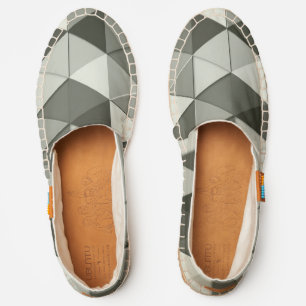 Cool gray Grayscale triangles geometric pattern Espadrilles