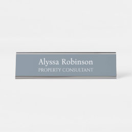 Cool Gray Professional Desk Name Plate