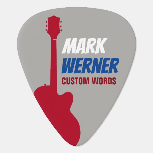 cool gray rock guitarist guitar pick (Front)