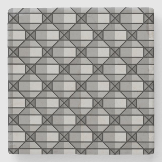 Cool Gray Shaded 3-Dimensional Pattern Stone Coaster (Front)