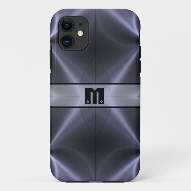 Cool Gray Shiny Stainless Steel Metal 14 Case-Mate iPhone Case (Back)