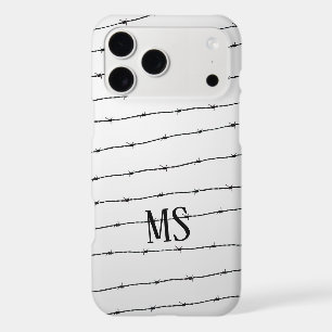Cool gray white black barbed wire pattern Monogram iPhone 17 Pro Max Case