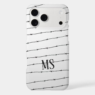 Cool gray white black barbed wire pattern Monogram iPhone 17 Pro Max Case