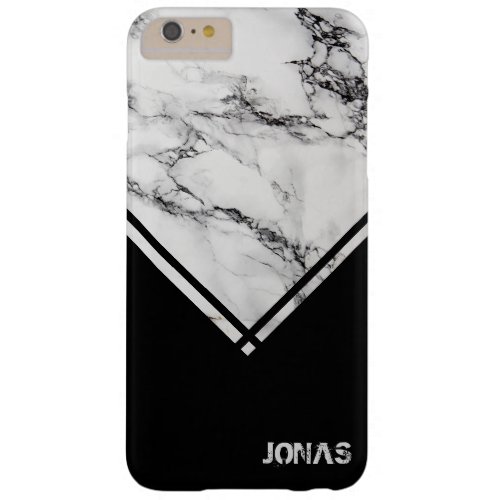 Cool Gray White Marble Stone Black Triangle Barely There iPhone 6 Plus Case