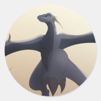 Cool Gray Wyvern Classic Round Sticker
