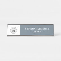 Cool Gray Your Logo Modern Desk Name Plate