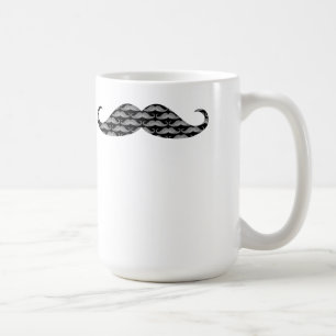 Cool Grayscale Mustache Patterns Coffee Mug