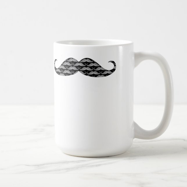 Cool Grayscale Mustache Patterns Coffee Mug (Right)