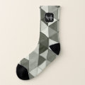Cool Grayscale triangle geometric pattern Monogram Socks | Zazzle