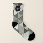Cool Grayscale triangle geometric pattern Monogram Socks | Zazzle