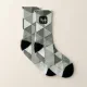 Cool Grayscale triangle geometric pattern Monogram Socks | Zazzle