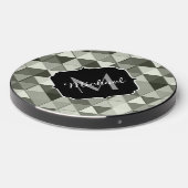 Cool Grayscale triangle geometric pattern Monogram Wireless Charger (Front 2)