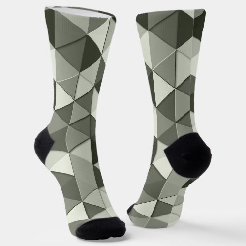 Cool Grayscale triangles geometric pattern Socks