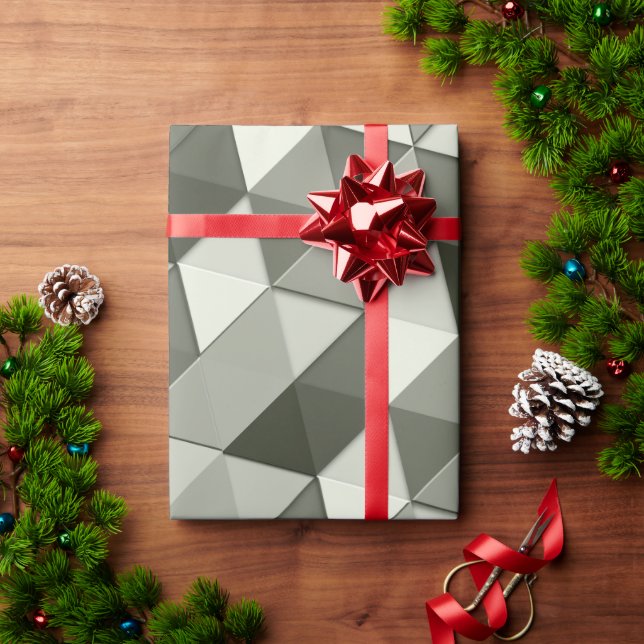 Cool Grayscale triangles geometric pattern Wrapping Paper (Holiday Gift)