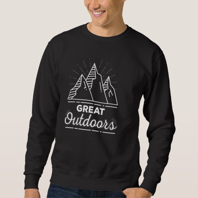 Cool Great Outdoors Camping Mountains Hiking Enthu Sweatshirt (Front)
