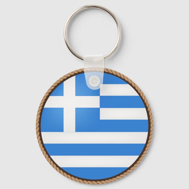 Cool Greece Flag Seal Keychain (Front)