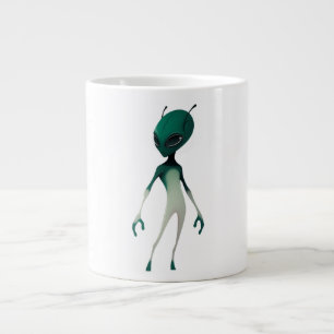 Cool Green Alien Illustration - Modern Sci-Fi Char Giant Coffee Mug
