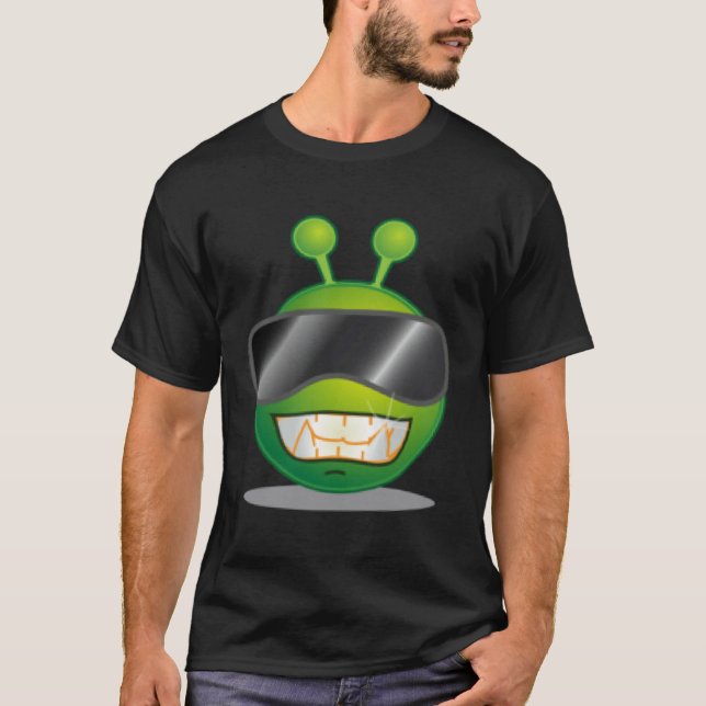 Cool Green Alien Stuntin with Glasses T-Shirt (Front)