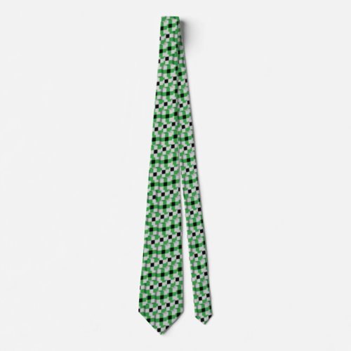 Cool Green and Black Cube Matrix Pattern Neck Tie