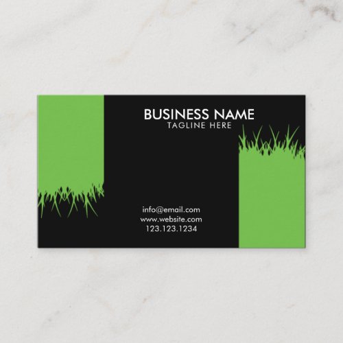 Cool Green and Black Lawn Care Grass Cutting Business Card