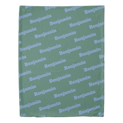 Cool Green and Blue Personalized Name Pattern Duvet Cover