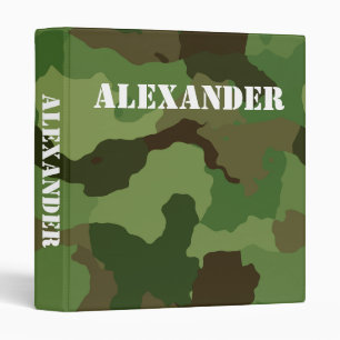 Cool Green and Brown Military-Style Camouflage 3 Ring Binder