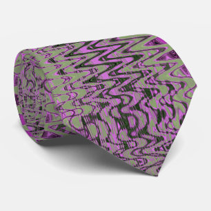 Cool Green and Pink Abstract Tye Dye Retro Waves Neck Tie