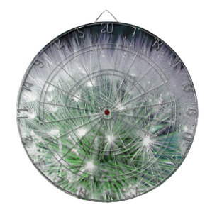 Cool green and white dandelion with waterdrops dart board