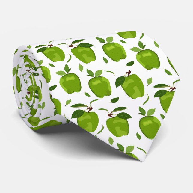 cool green apple tiled fruit neck tie (Rolled)
