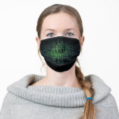 Cool Green & Black Matrix Code Computer Hacker Adult Cloth Face Mask (Worn)