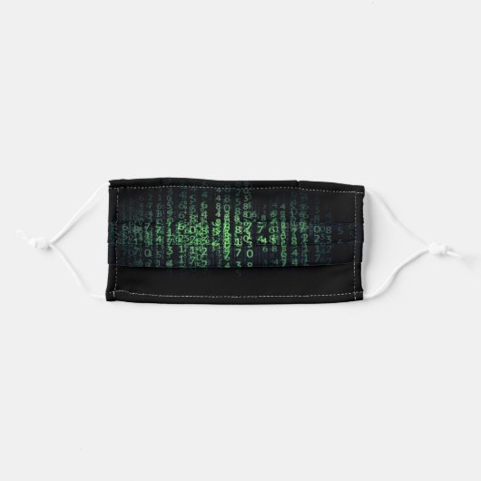 Cool Green & Black Matrix Code Computer Hacker Adult Cloth Face Mask (Front, Folded)