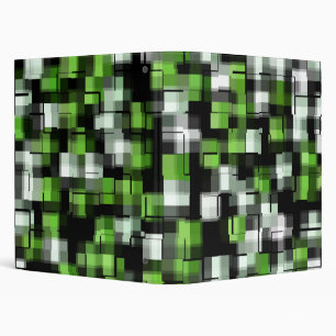COOL Green Black White Abstract Plaid  3 Ring Binder