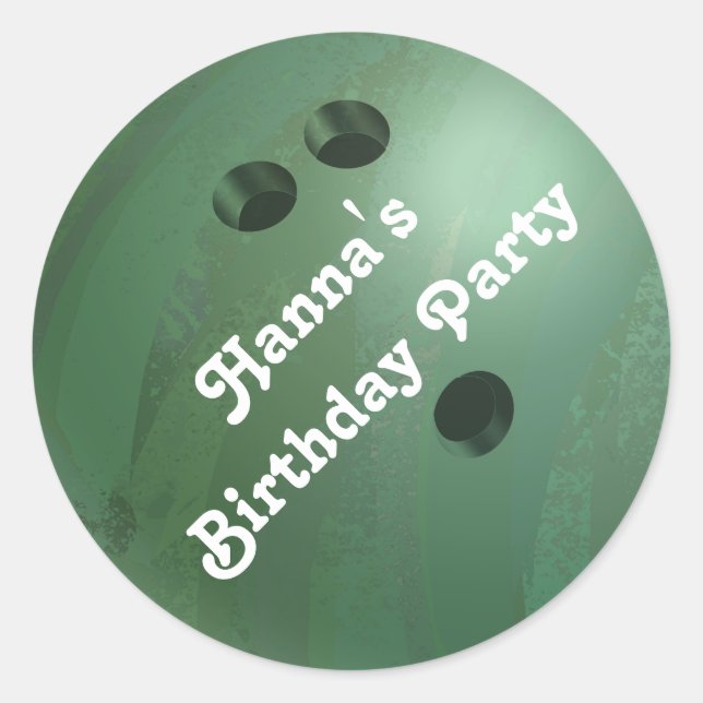 Cool Green Bowling Ball Custom Party Sticker (Front)