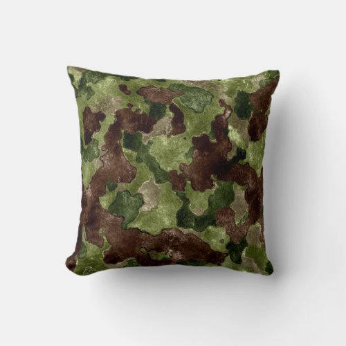 Cool  Green Brown Camouflage Throw Pillow