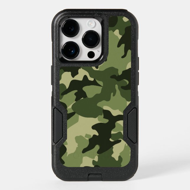 Cool Green Camo Military Camouflage Pattern Robust Otterbox iPhone Case (Back)