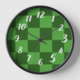 Cool Green Checkered Pattern Wall Clock