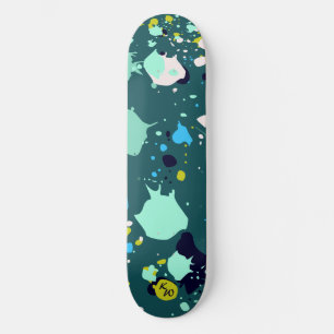 Cool Green Colorful Paint Splatter Initials Skateboard