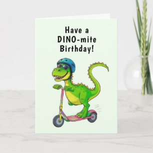 Cool Green Dinosaur Birthday Card