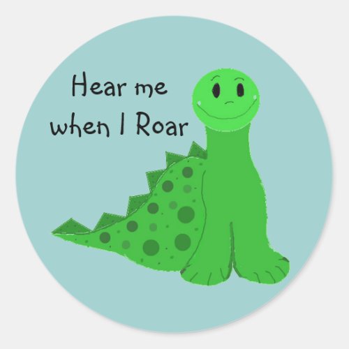 Cool Green Dinosaur Classic Round Sticker