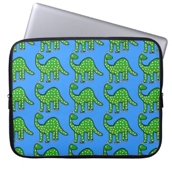 Cool Green Dinosaur Laptop Case Kids Gift by kidssportsfunstuff at Zazzle