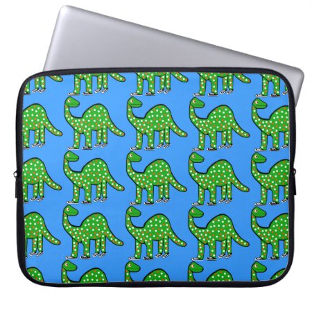 Cool Green Dinosaur Laptop Case Kids Gift