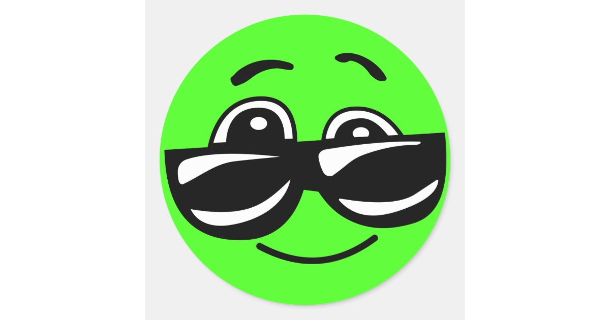 Cool Green Emoji with Sunglasses Classic Round Sticker | Zazzle.com