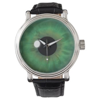 Cool Green Eye Iris Eyeball Custom Wrist Watch by sunnymars at Zazzle