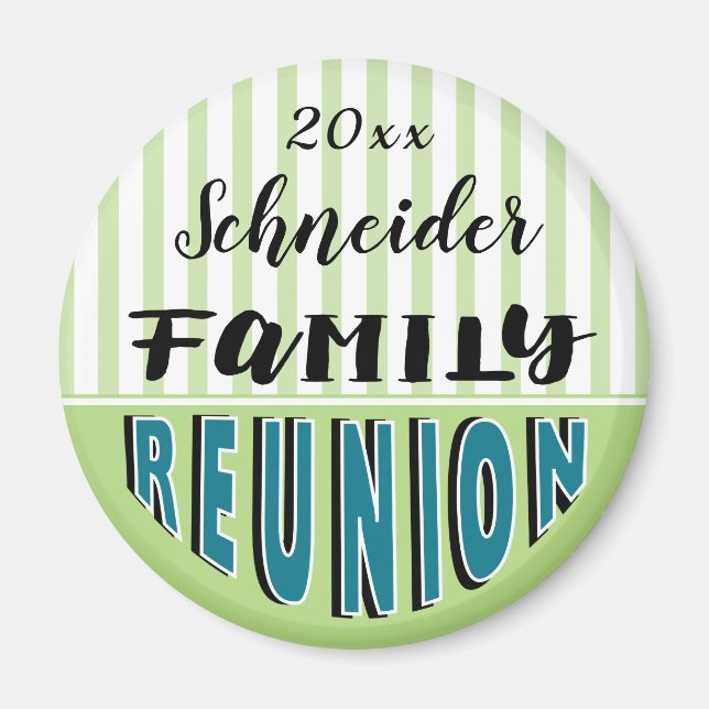 Cool Green Family Reunion Souvenir Keepsake Gift Magnet (Front)