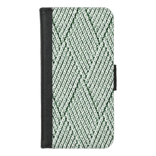 Cool Green Faux Diamond Knit Pattern iPhone 87 Wallet Case