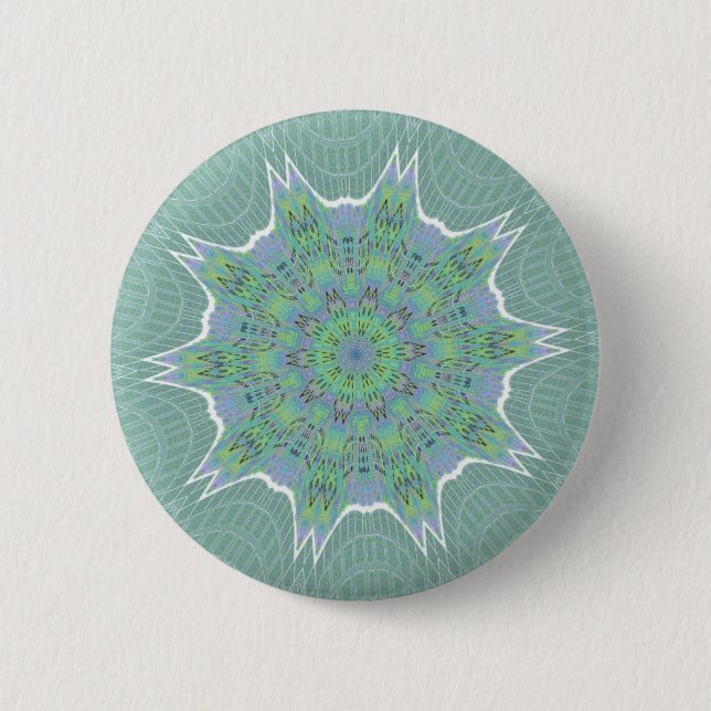Cool Green Floral pattern Button (Front)