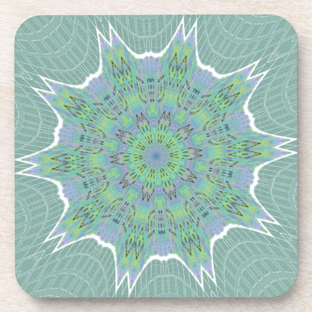 Cool Green Floral pattern Coaster (Front)