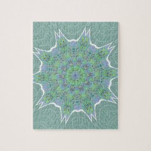 Cool Green Floral pattern Jigsaw Puzzle