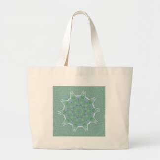 Cool Green Floral pattern Large Tote Bag