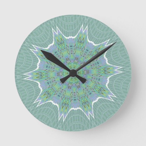 Cool Green Floral pattern Round Clock